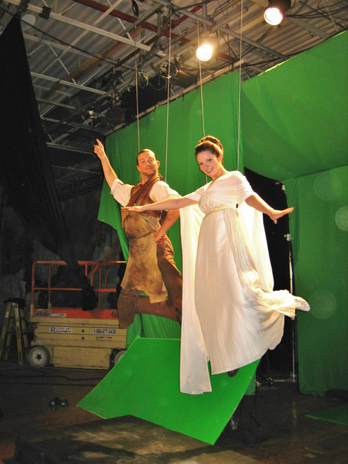 Flying scene and green screen, on the set of Magic Flute Diaries with Olivier Laquerre